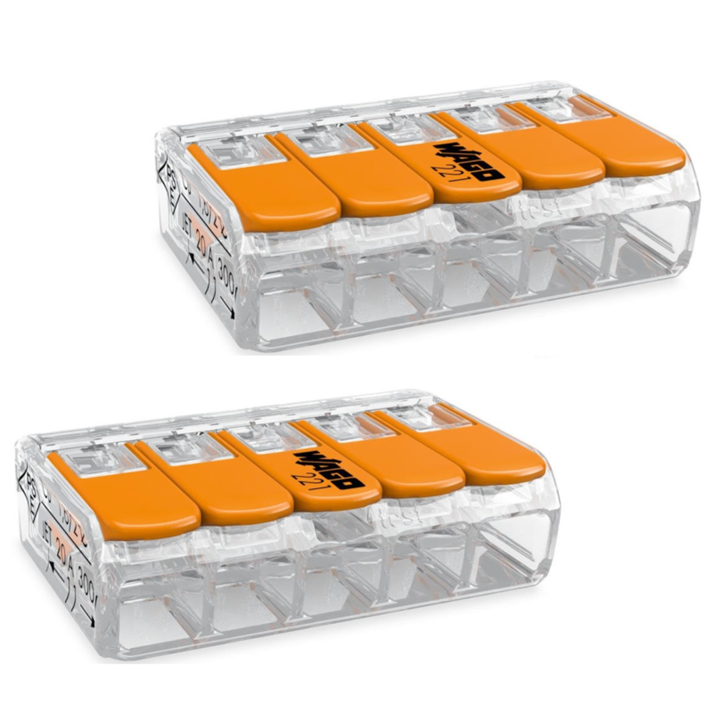 WAGO Verbindingsklem 5-voudig 4mm² 221-415 - 2 stuks WAGO Verbindingsklem 5-voudig 4mm² 221-415 - 2 stuks