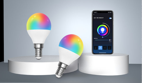 Aigostar AigoSmart WiFi LED Lamp - E14 5W G45 - RGB+CCT alle lichtkleuren - Bediening met de App