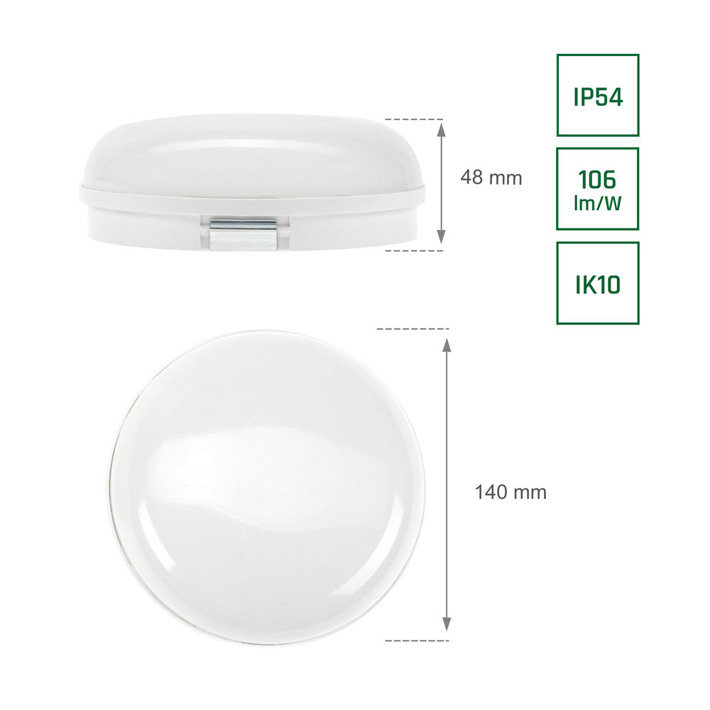 Spectrum LED Bulkhead Rond - 8W 118lm p/w - 4000K Helder wit licht - IP54 spatwaterdicht Spectrum LED Bulkhead Rond - 8W 118lm p/w - 4000K Helder wit licht - IP54 spatwaterdicht