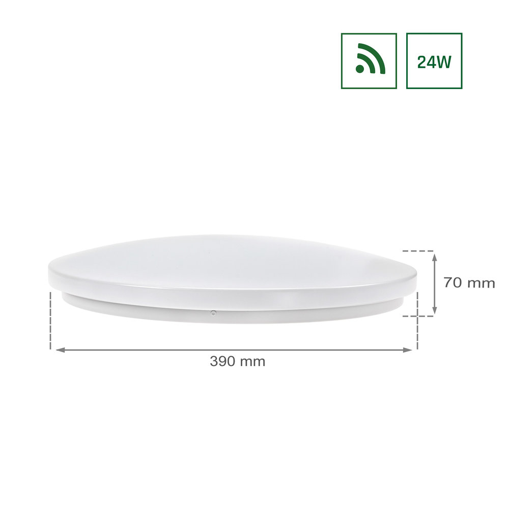 Spectrum Smart WiFi LED plafondlamp 39cm diameter - 24W Regelbaar 2700K tot 6500K - Bediening met de App Spectrum Smart WiFi LED plafondlamp 39cm diameter - 24W Regelbaar 2700K tot 6500K - Bediening met de App