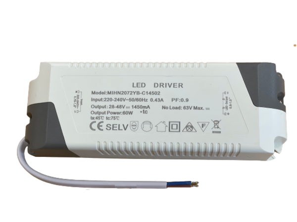 Aigostar LED paneel driver flikkervrij - 60W 28-48V 1450mA - Niet dimbaar