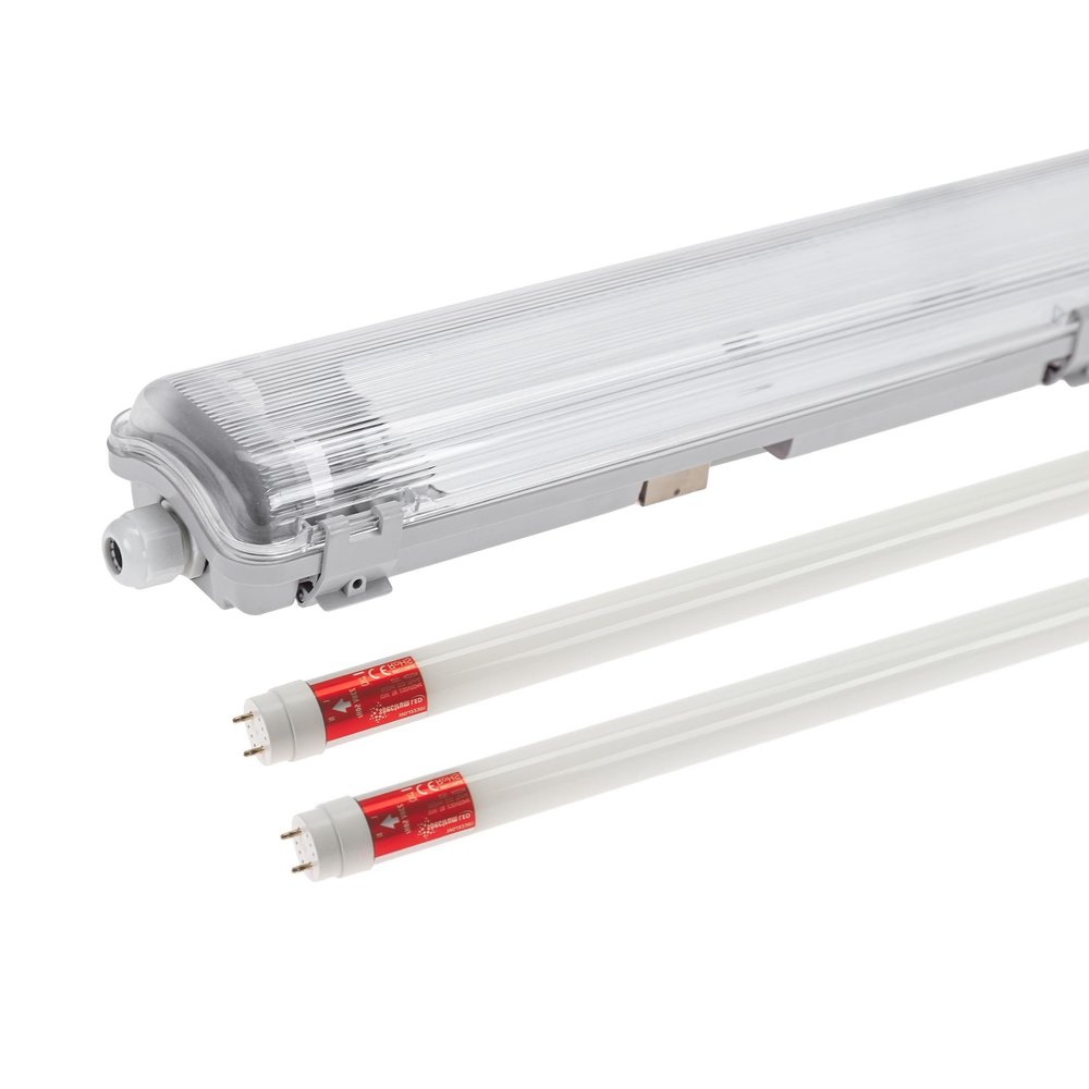 Spectrum 120cm LED armatuur IP65 + 2 LED TL buizen 18W p/s - 4000K 840 helder wit licht -  Compleet Spectrum 120cm LED armatuur IP65 + 2 LED TL buizen 18W p/s - 4000K 840 helder wit licht -  Compleet