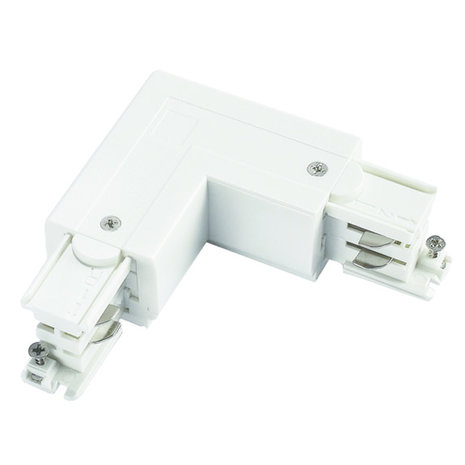 Spectrum 3-Fase Spanningsrail toebehoren | L stuk - Hoek verbinding - Rechts voeding Connector - 3 phase - Wit Spectrum 3-Fase Spanningsrail toebehoren | L stuk - Hoek verbinding - Rechts voeding Connector - 3 phase - Wit