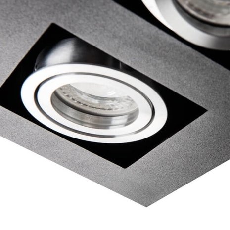 Kanlux LED GU10 plafondspot armatuur zwart - Dubbelvoudig voor 2 LED GU10 spots  - Excl. LED spots Kanlux LED GU10 plafondspot armatuur zwart - Dubbelvoudig voor 2 LED GU10 spots  - Excl. LED spots