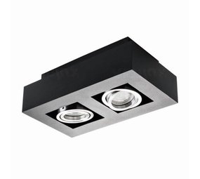 Kanlux LED GU10 plafondspot armatuur zwart - Dubbelvoudig voor 2 LED GU10 spots  - Excl. LED spots Kanlux LED GU10 plafondspot armatuur zwart - Dubbelvoudig voor 2 LED GU10 spots  - Excl. LED spots