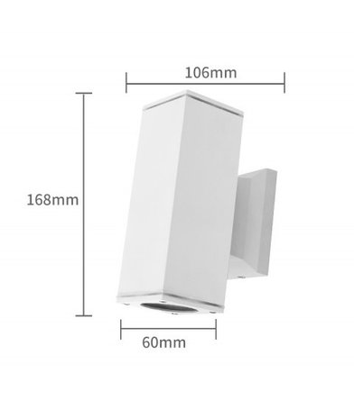 Aigostar LED GU10 vierkante wandlamp wit IP65 Dubbelvoudig voor 2 LED GU10 spots Aigostar LED GU10 vierkante wandlamp wit IP65 Dubbelvoudig voor 2 LED GU10 spots