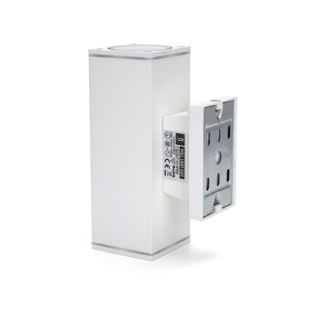 Aigostar LED GU10 vierkante wandlamp wit IP65 Dubbelvoudig voor 2 LED GU10 spots Aigostar LED GU10 vierkante wandlamp wit IP65 Dubbelvoudig voor 2 LED GU10 spots