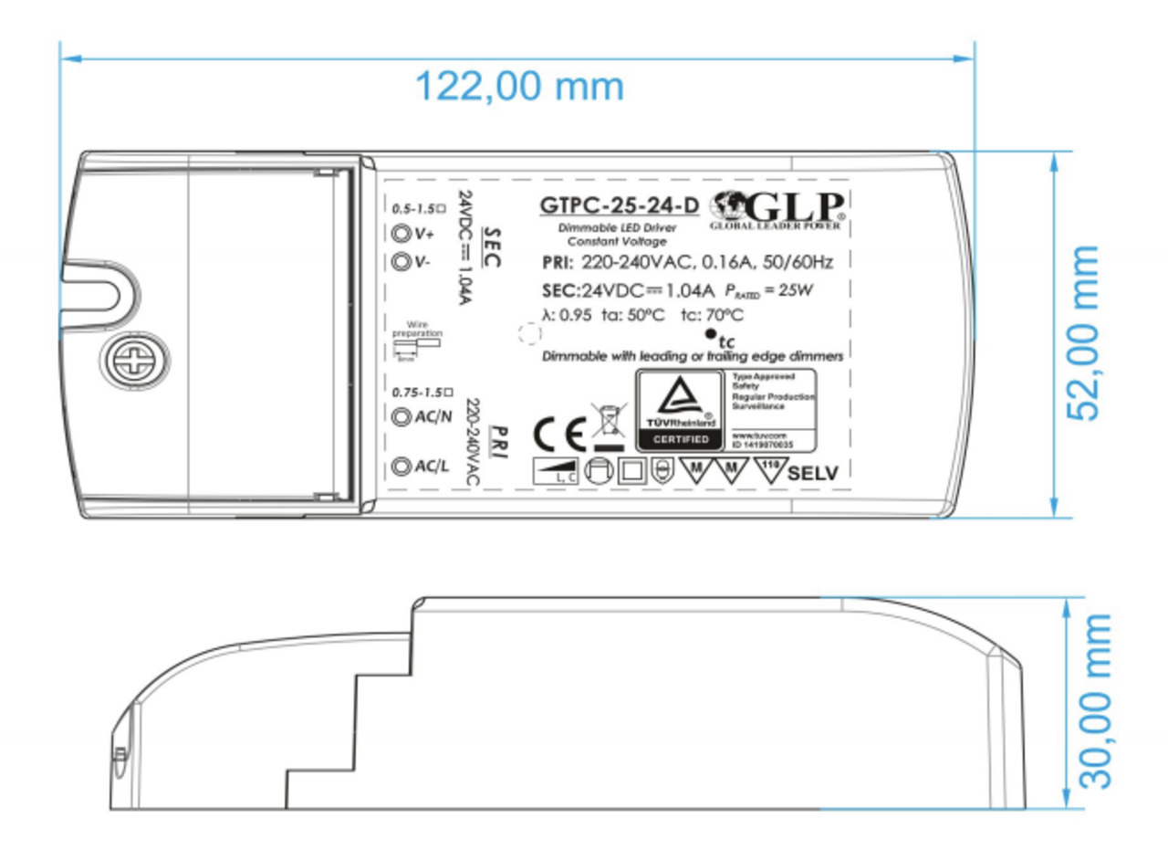 GLP LED voedingsadapter dimbaar - 12V 25W 2.08A - geschikt voor 12V LED-verlichting GLP LED voedingsadapter dimbaar - 12V 25W 2.08A - geschikt voor 12V LED-verlichting