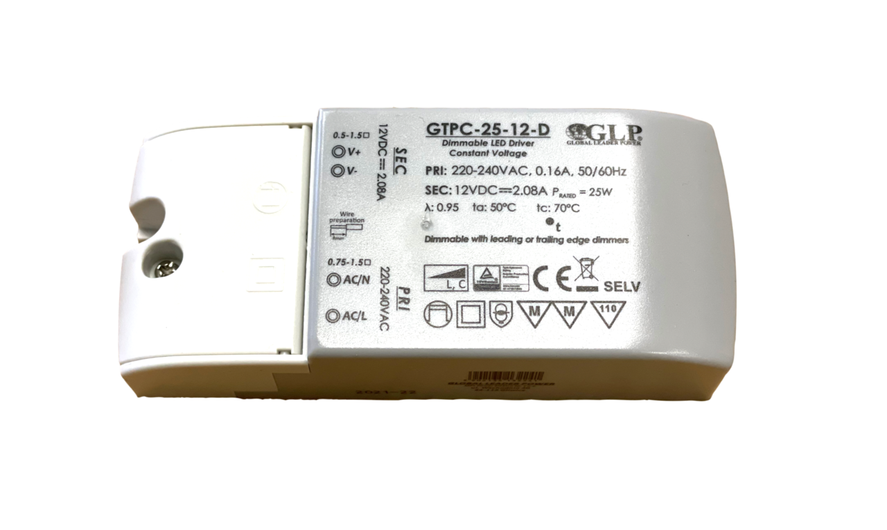 GLP LED voedingsadapter dimbaar - 12V 25W 2.08A - geschikt voor 12V LED-verlichting GLP LED voedingsadapter dimbaar - 12V 25W 2.08A - geschikt voor 12V LED-verlichting