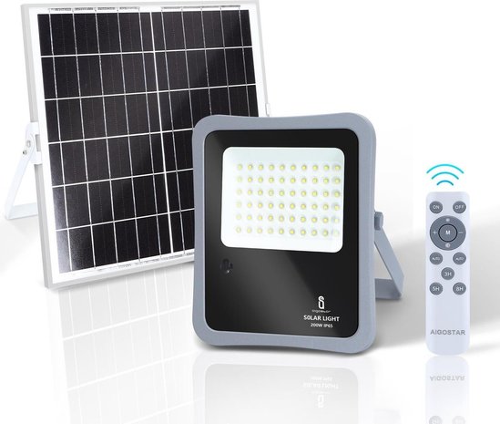 Aigostar Solar Schijnwerper10XHS IP65 - 300W - 6500K - met afstandsbediening Aigostar Solar Schijnwerper10XHS IP65 - 300W - 6500K - met afstandsbediening
