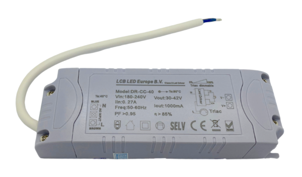 LCB Dimbare LED driver - Triac / fase aansnijding - voor 36W/40W LED paneel - 30-42V 1000mA LCB Dimbare LED driver - Triac / fase aansnijding - voor 36W/40W LED paneel - 30-42V 1000mA