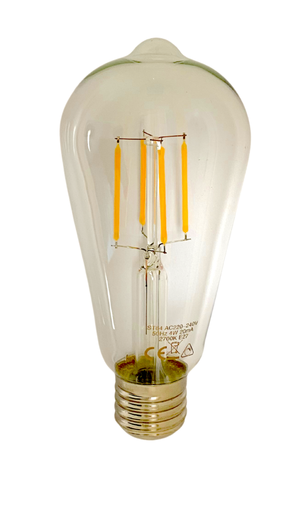 LCB LED Filament lamp dimbaar - ST64 Edison Helderglas - E27 Fitting  - 4W 390Lm - 2700K warm wit |  Vervangt 40W