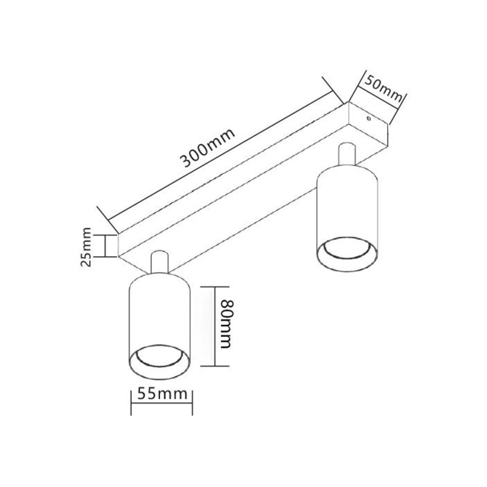 LCB OP=OP LED Plafondspot – 2x GU10 aansluiting – Wit – Aluminium: LCB OP=OP LED Plafondspot – 2x GU10 aansluiting – Wit – Aluminium: