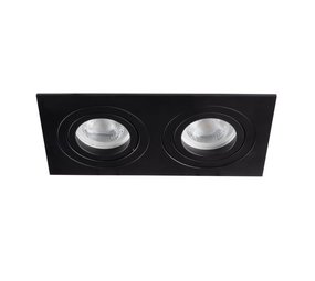Kanlux OP=OP LED Inbouwspot GU10 Rechthoekig - 2-Lichts Duo - Matt Zwart  | IP20 - GU10 Fitting - 170x90MM