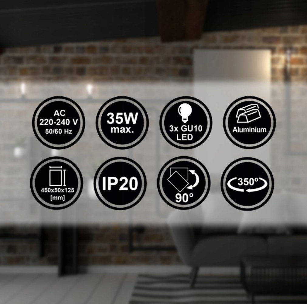 LCB LED plafondspot mat zwart - 3 verstelbare spots - GU10 aansluiting LCB LED plafondspot mat zwart - 3 verstelbare spots - GU10 aansluiting