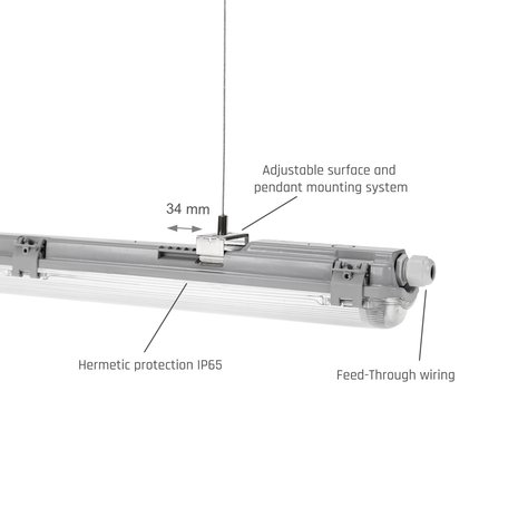 Spectrum LED TL buis armatuur - 120cm - Waterdicht IP65 voor 1 LED TL buis Spectrum LED TL buis armatuur - 120cm - Waterdicht IP65 voor 1 LED TL buis