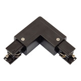 Spectrum 3-Fase Spanningsrail toebehoren | L stuk - Hoek verbinding - Rechts voeding Connector - 3 phase - Zwart