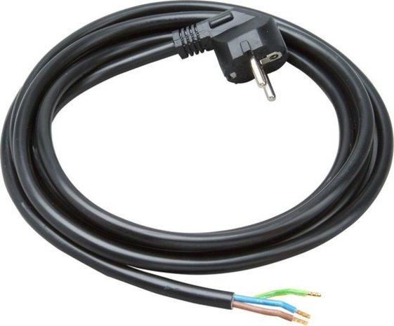 1 Aansluitsnoer hoekstekker - 5 meter - H03VV-F 3G0,75 - Zwart