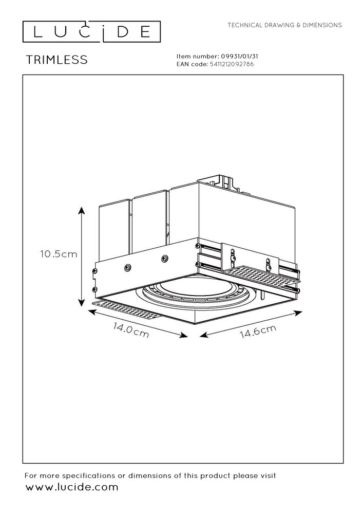 Lucide TRIMLESS - Inbouwspot - 1xGU10 - Wit