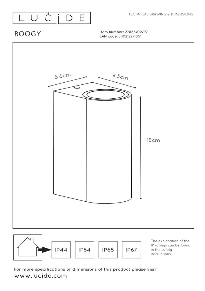 Lucide Lucide BOOGY - Wandspot Buiten - 2xGU10 - IP44 - Roest bruin Lucide Lucide BOOGY - Wandspot Buiten - 2xGU10 - IP44 - Roest bruin