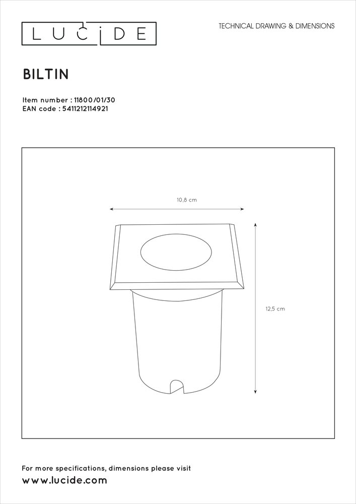 Lucide Lucide BILTIN - Grondspot Buiten - 1xGU10 - IP67 - Zwart Lucide Lucide BILTIN - Grondspot Buiten - 1xGU10 - IP67 - Zwart