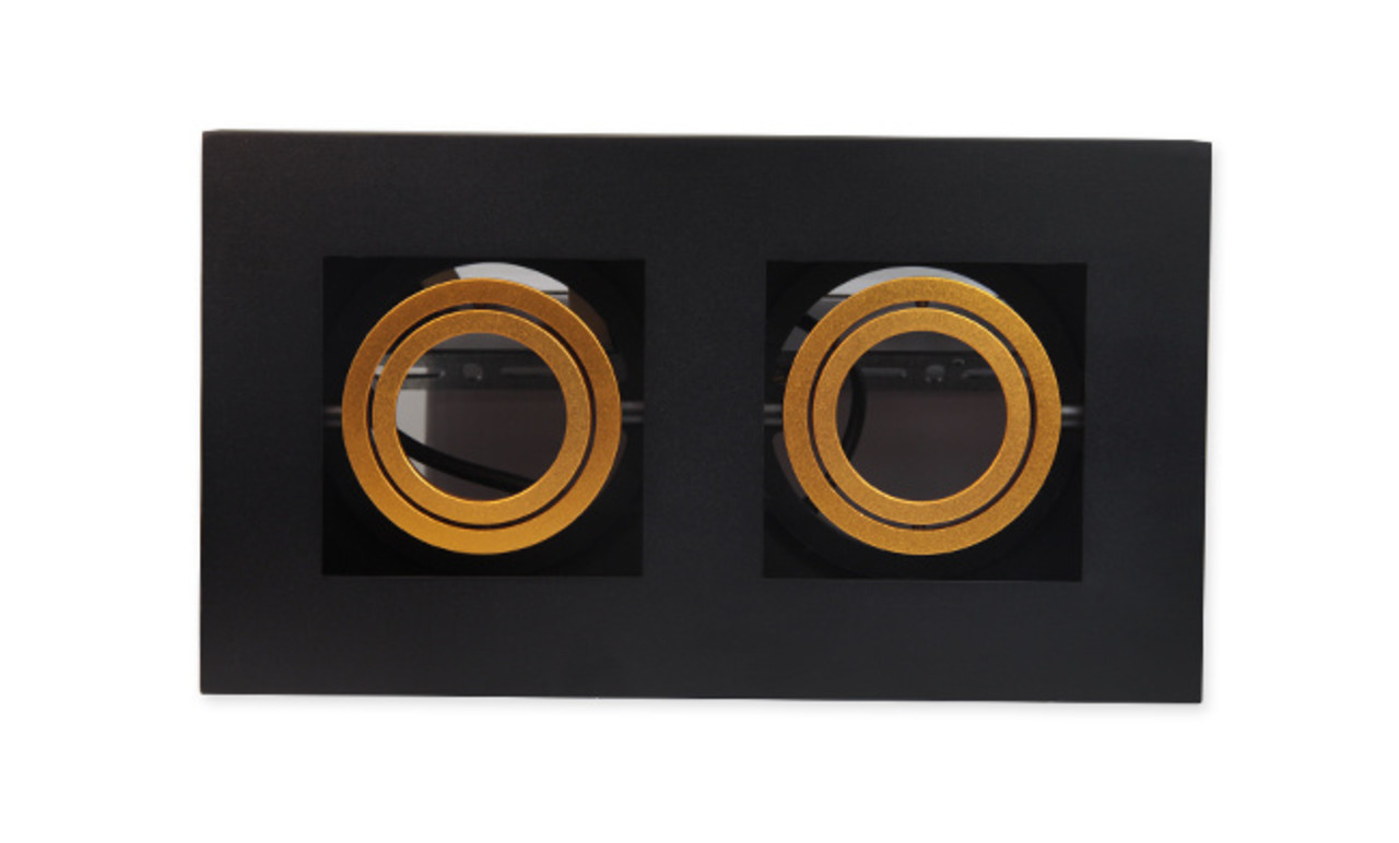 LCB LED Plafondspot zwart goud - 2x GU10 fitting LCB LED Plafondspot zwart goud - 2x GU10 fitting