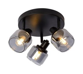 Lucide LED Plafondspot BJORN zwart - 3x E14 fitting - Fumé Lucide LED Plafondspot BJORN zwart - 3x E14 fitting - Fumé