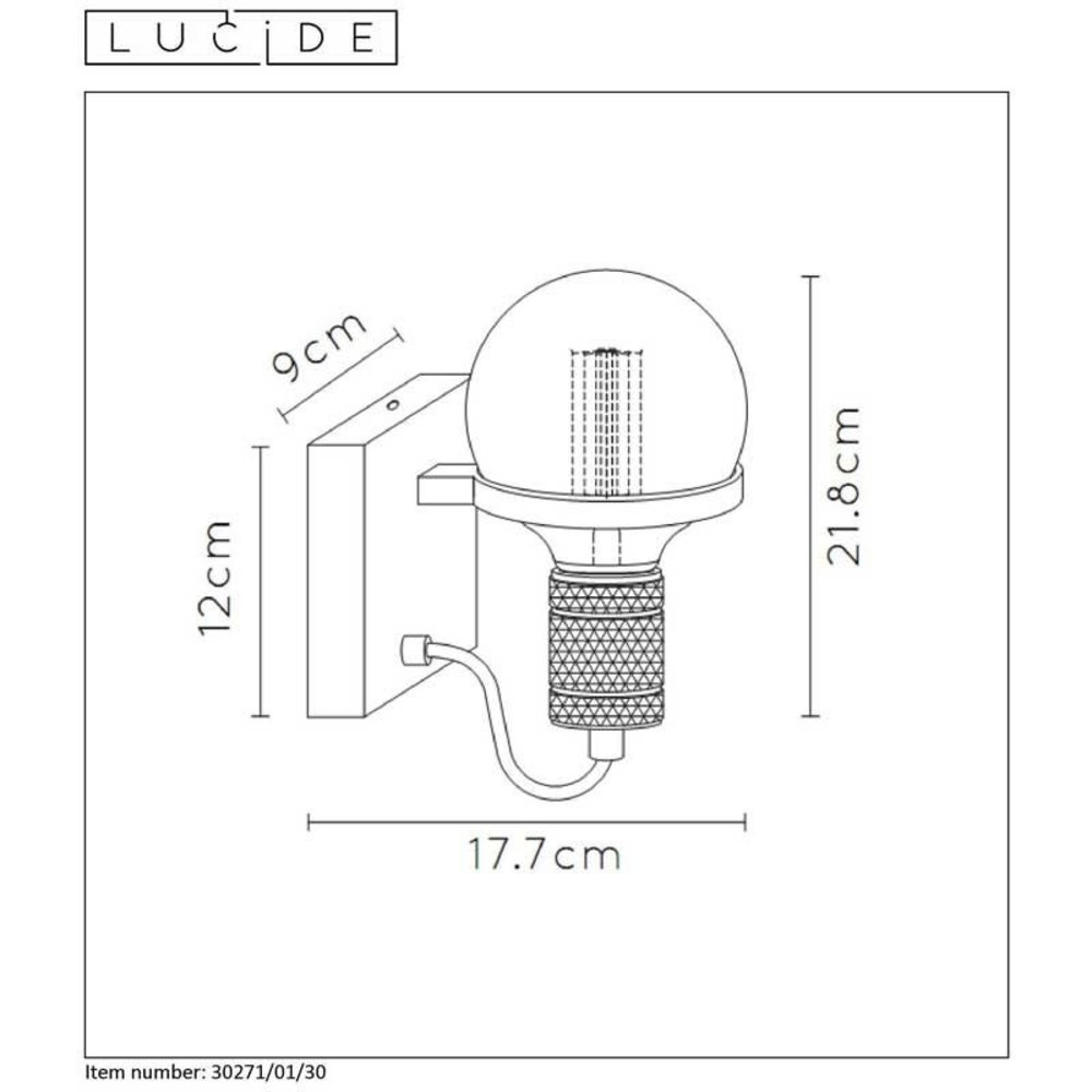 Lucide Lucide OTTELIEN - Wandlamp - Ø 17,7 cm - 1xE27 - Zwart Lucide Lucide OTTELIEN - Wandlamp - Ø 17,7 cm - 1xE27 - Zwart