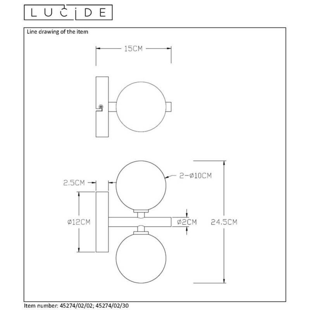 Lucide Lucide TYCHO - Wandlamp - 2xG9 - Mat Goud / Messing