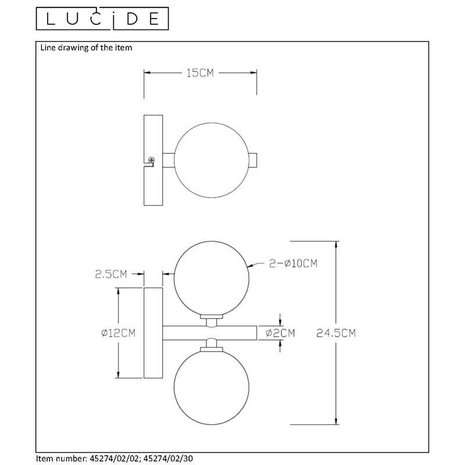 Lucide Lucide TYCHO - Wandlamp - 2xG9 - Mat Goud / Messing