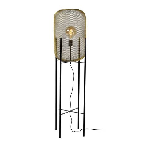 Lucide MESH - Vloerlamp - Ø 35 cm - 1xE27 - Mat Goud / Messing