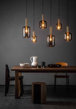 Lucide LED Hanglamp JOANET mat goud - 6x E27 fitting -Fumé