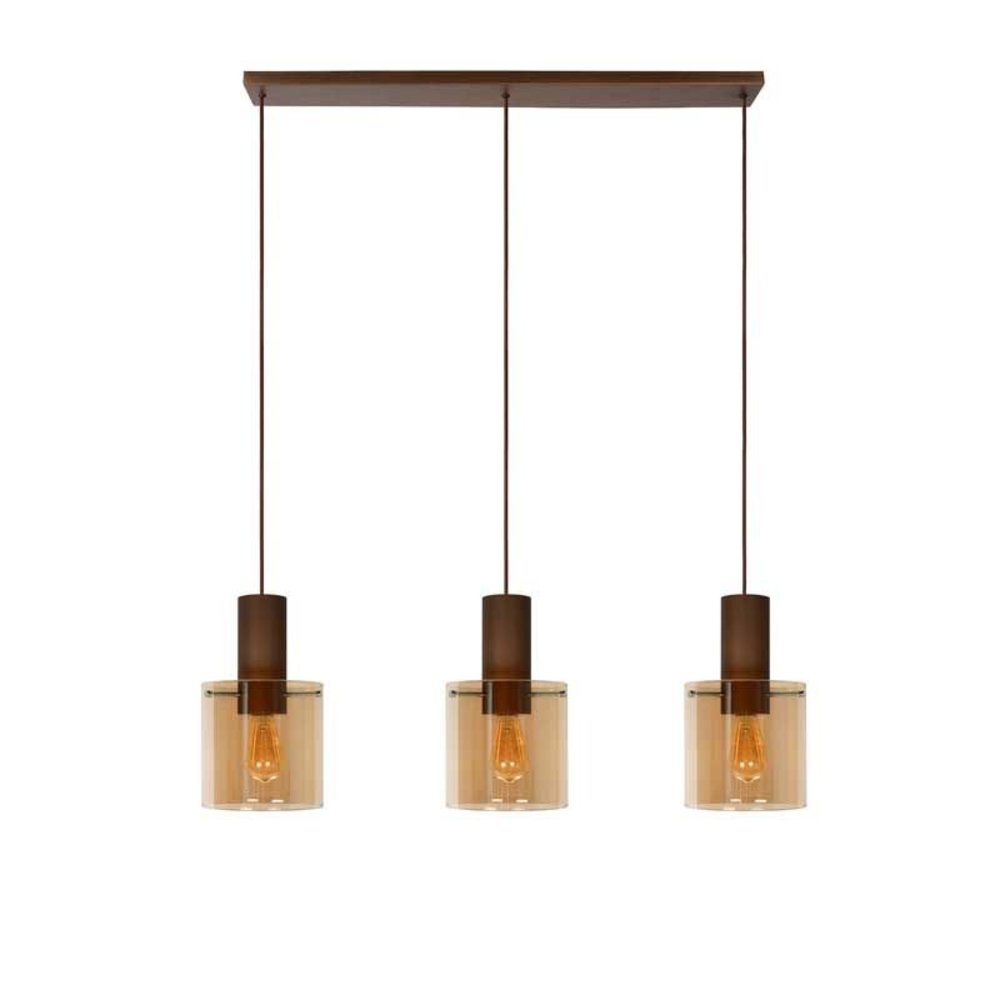 Lucide Lucide TOLEDO - Hanglamp - Ø 20 cm - 3xE27 - Amber Lucide Lucide TOLEDO - Hanglamp - Ø 20 cm - 3xE27 - Amber