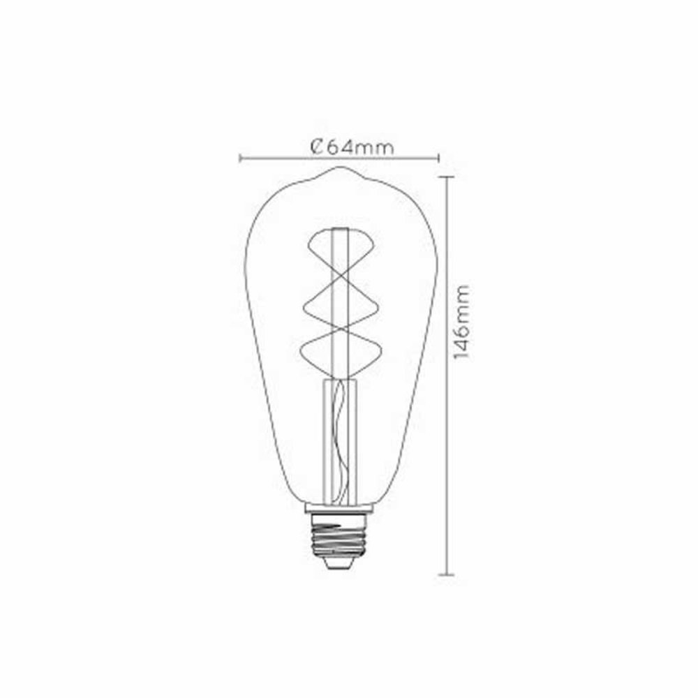 Lucide Lucide ST64 - Filament lamp - Ø 6,4 cm - LED Dimb. - E27 - 1x4,9W 2200K - Amber