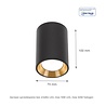 Spectrum LED plafondspot - Chloe mini P20 rond zwart / goud - GU10 fitting Spectrum LED plafondspot - Chloe mini P20 rond zwart / goud - GU10 fitting