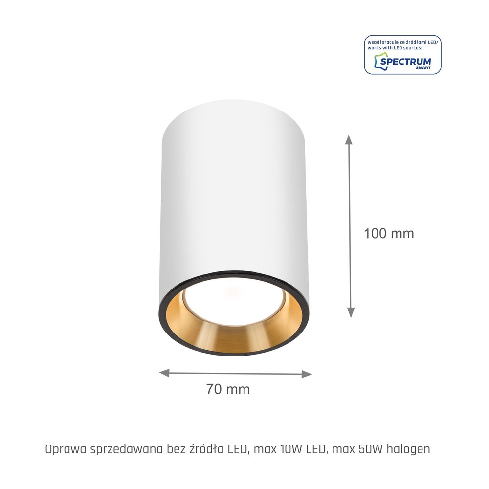 Spectrum LED plafondspot CHLOE MINI - 1x GU10 aansluiting - Wit/goud Spectrum LED plafondspot CHLOE MINI - 1x GU10 aansluiting - Wit/goud