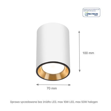 Spectrum LED plafondspot CHLOE MINI - 1x GU10 aansluiting - Wit/goud Spectrum LED plafondspot CHLOE MINI - 1x GU10 aansluiting - Wit/goud