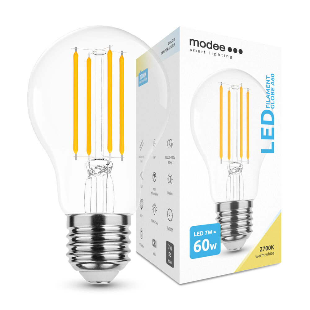 Modee LED Filament lamp - E27 A60 7W - 2700K warm wit licht Modee LED Filament lamp - E27 A60 7W - 2700K warm wit licht