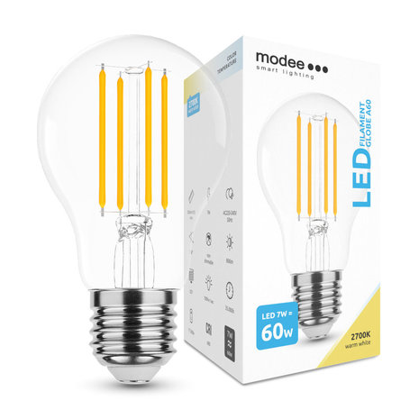 Modee LED Filament lamp - E27 A60 7W - 2700K warm wit licht Modee LED Filament lamp - E27 A60 7W - 2700K warm wit licht