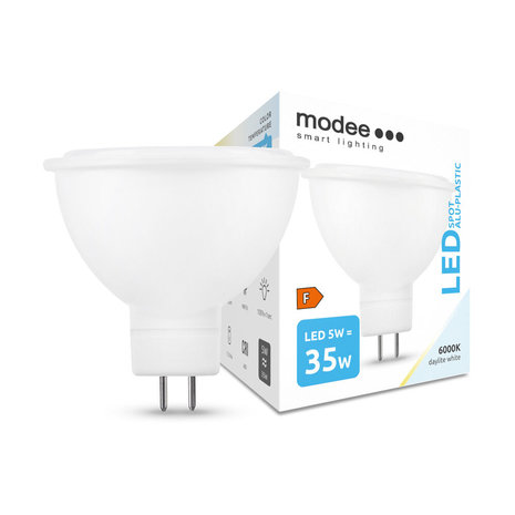 Modee LED Spot GU5.3 MR16 Modee - 5W - 450lm - 6000K Daglicht Wit - 12V - 100° - Niet Dimbaar - Vervangt 35W Halogeen - IP20 Modee LED Spot GU5.3 MR16 Modee - 5W - 450lm - 6000K Daglicht Wit - 12V - 100° - Niet Dimbaar - Vervangt 35W Halogeen - IP20