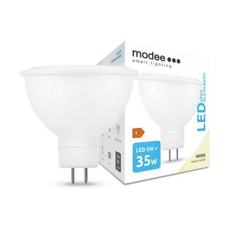 Modee OP=OP LED spot GU5.3 - 5W vervangt 35W - 4000K helder wit licht Modee OP=OP LED spot GU5.3 - 5W vervangt 35W - 4000K helder wit licht