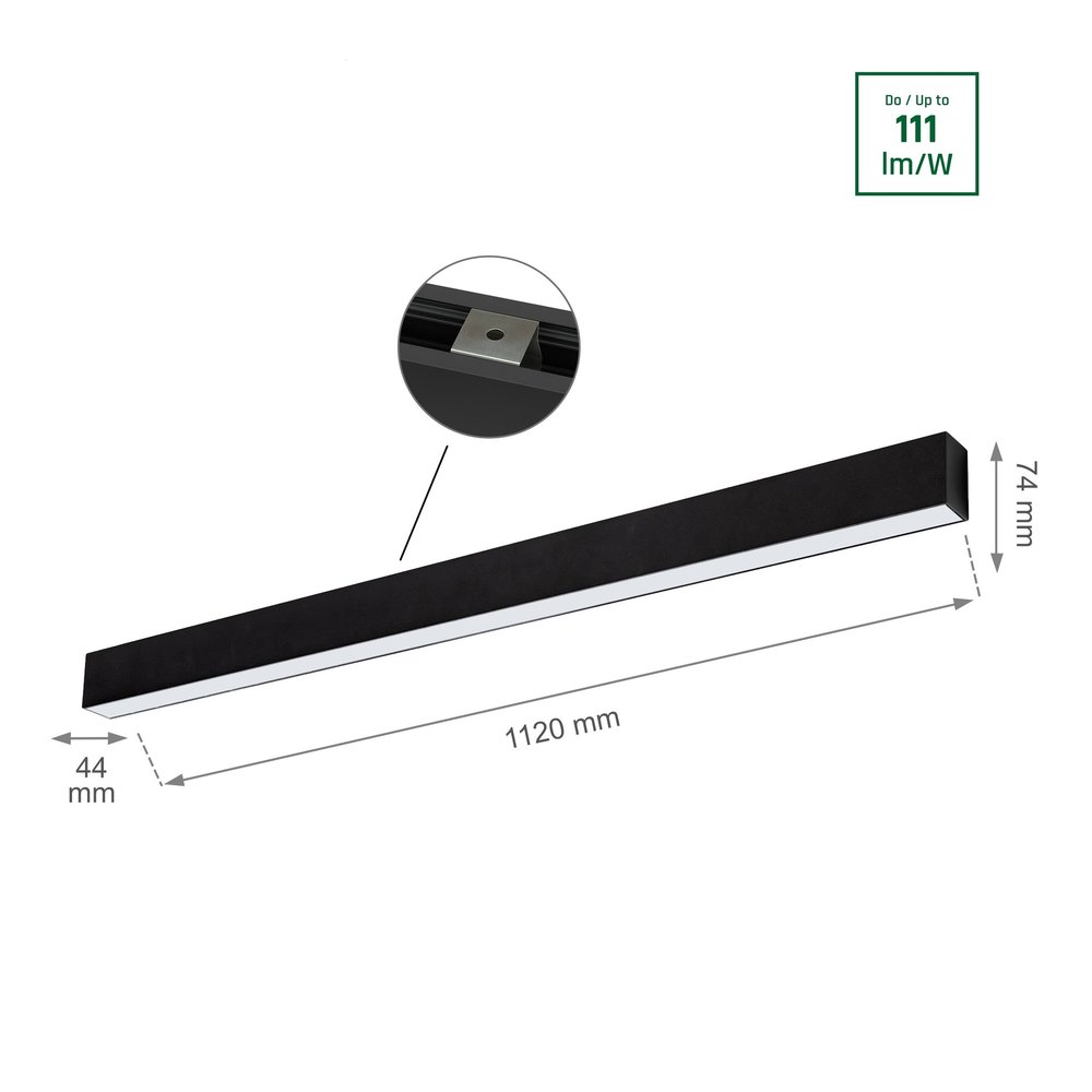 Spectrum LED Linear Armatuur zwart incl. bewegingssensor - 112cm 36W 4000lm Spectrum LED Linear Armatuur zwart incl. bewegingssensor - 112cm 36W 4000lm