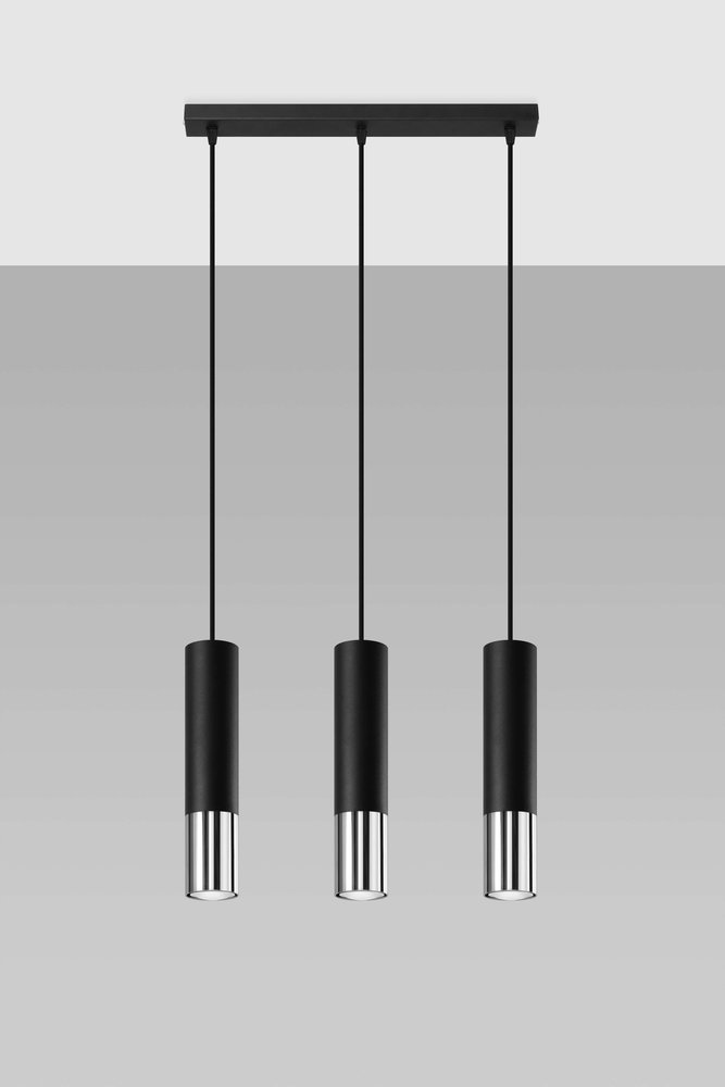 Sollux Lighting LED Hanglamp zwart chrome LOOPEZ - 3 x GU10 aansluiting Sollux Lighting LED Hanglamp zwart chrome LOOPEZ - 3 x GU10 aansluiting