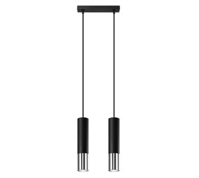 Sollux Lighting LED Hanglamp zwart chrome LOOPEZ - 2 x GU10 aansluiting Sollux Lighting LED Hanglamp zwart chrome LOOPEZ - 2 x GU10 aansluiting