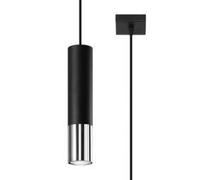Sollux Lighting LED Hanglamp zwart chrome LOOPEZ - 1 x GU10 aansluiting