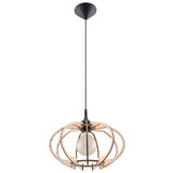 Sollux Lighting LED Hanglamp hout MANDELINO - 1 x E27 aansluiting