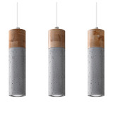 Sollux Lighting LED Hanglamp beton hout ZANE - 3 x GU10 aansluiting
