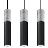Sollux Lighting LED Hanglamp zwart beton BORGIO - 3 x GU10 aansluiting