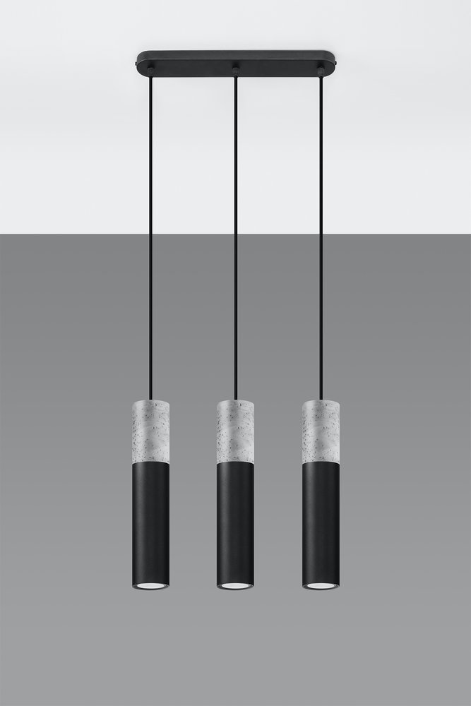Sollux Lighting LED Hanglamp zwart beton BORGIO - 3 x GU10 aansluiting Sollux Lighting LED Hanglamp zwart beton BORGIO - 3 x GU10 aansluiting
