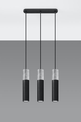 Sollux Lighting LED Hanglamp zwart beton BORGIO - 3 x GU10 aansluiting Sollux Lighting LED Hanglamp zwart beton BORGIO - 3 x GU10 aansluiting